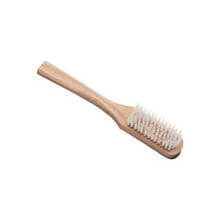 Brosse de détachage dure Djossye avec manche en bois, pour le prétraitement des taches sur textiles résistants.
