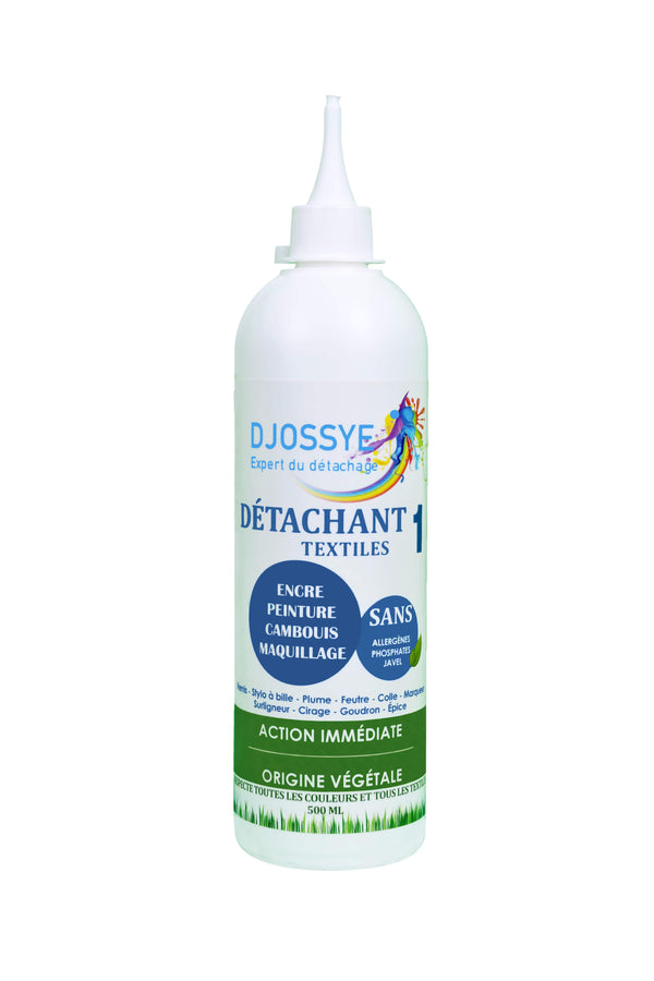 Detachant ecologique origine vegetale 1 bleu 500ml contres les taches encre, peinture, cambouis et maquillage avec bouchon canule